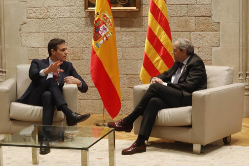 Pedro Snchez y Quim Torra, durante su encuentro en Barcelona.