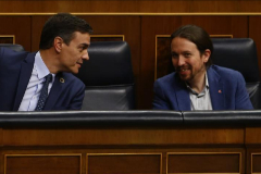Snchez e Iglesias, el pasado martes en el Pleno del Congreso.