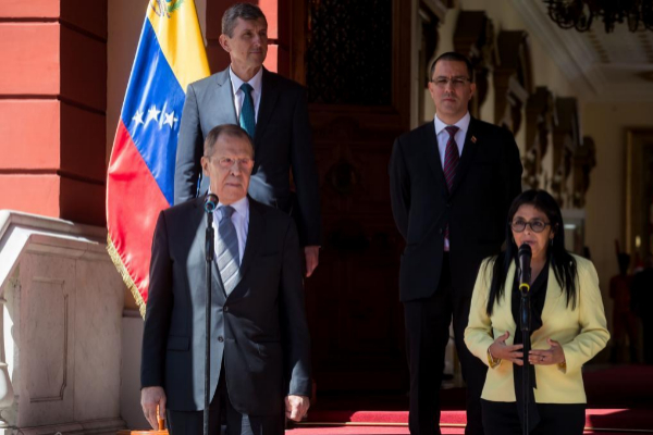 La vicepresidenta venezolana, Delcy Rodríguez, en un acto en Caracas, dos semanas después de su encuentro con Ábalos.