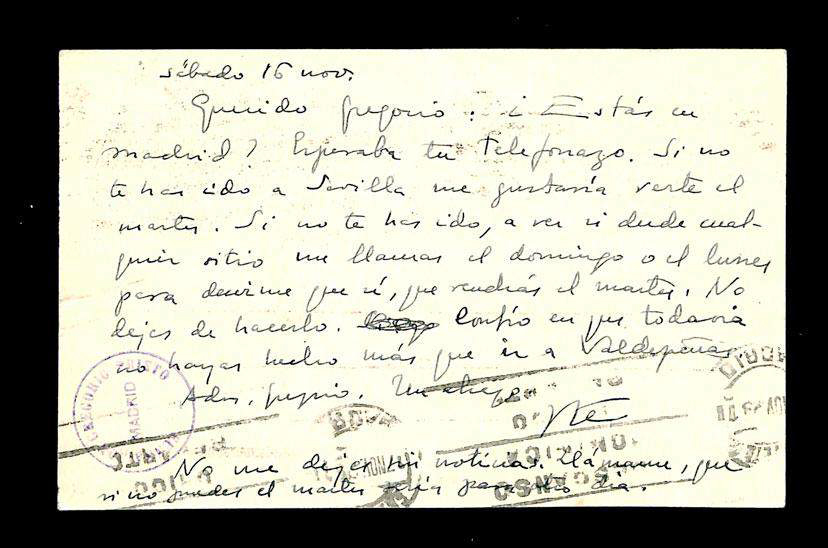 Una de las cartas del poeta Vicente Aleixandre al pintor del 27.