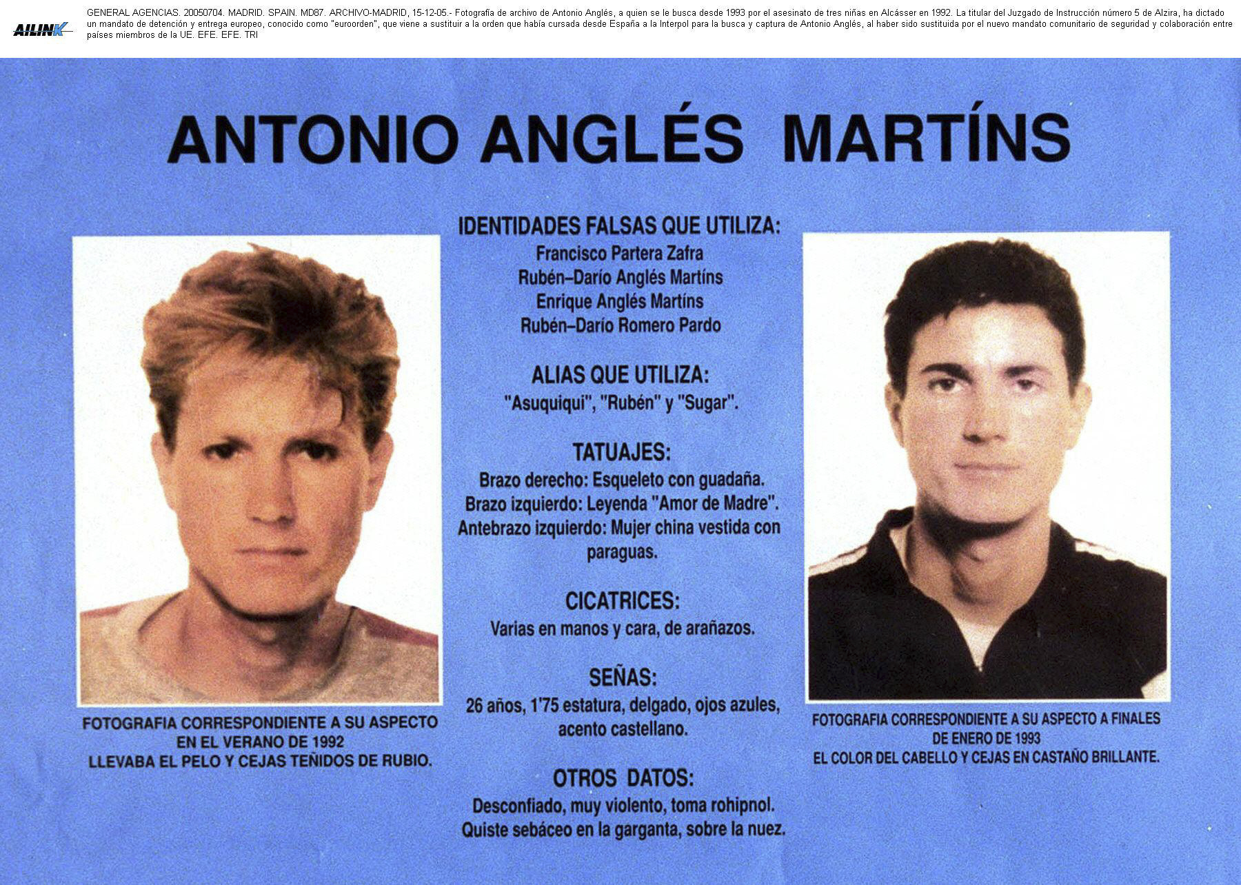 Cartel de búsqueda de Antonio Anglés.
