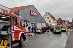 People react at the scene after a car ploughed into a carnival parade injuring several people in Volkmarsen