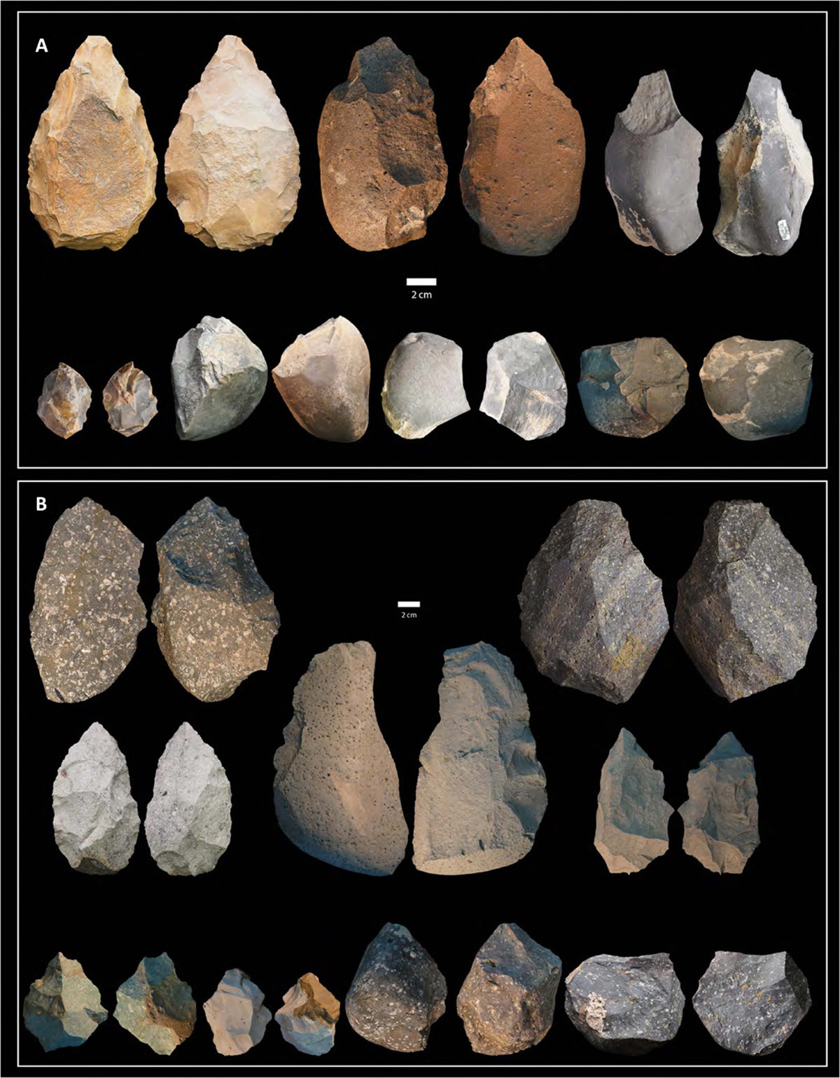 Distintas clases de herramientas usadas por el 'Homo erectus'.