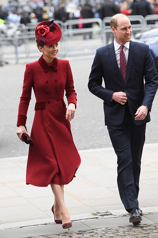 La duquesa de Cambridge, con un look rojo.