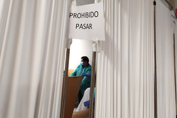 Zona reservada para pacientes sospechosos de coronavirus en las Urgencias del Hospital de la Paz.