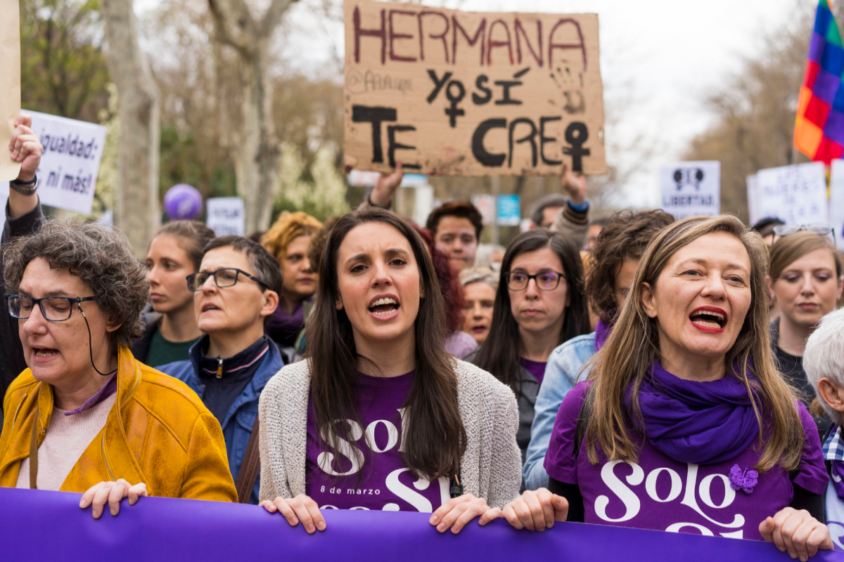 Irene Montero, durante la multitudinaria manifestación del pasado 8 de marzo en Madrid.