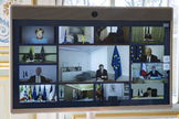 Los lderes europeos reunidos por videoconferencia.