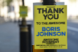 Un cartel de apoyo a Boris Johnson en Londres.