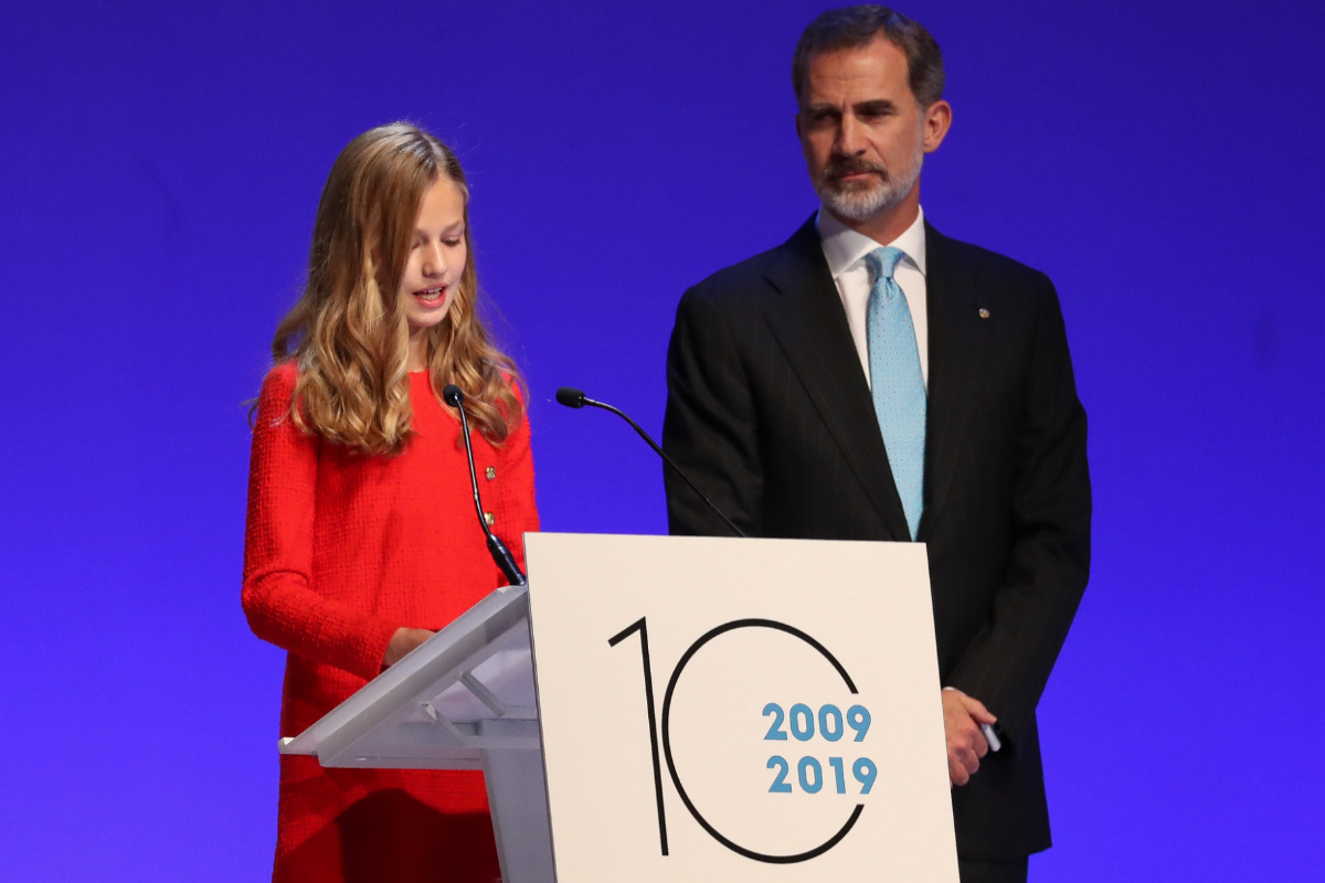 Leonor durante si intervencin en los Premios Princesa de Girona.
