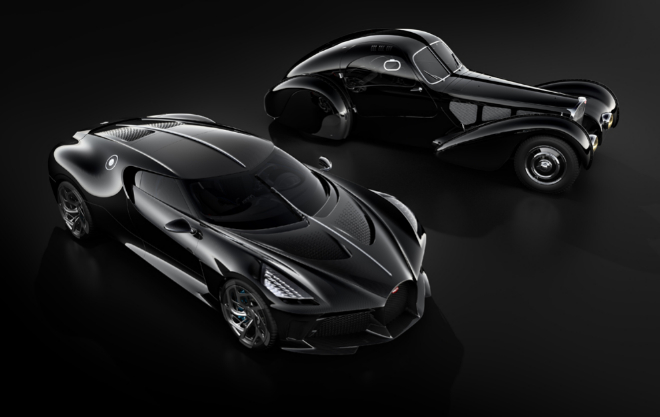 El Bugatti La Voiture Noire de 2019 y el Type 57 SC Atlantic