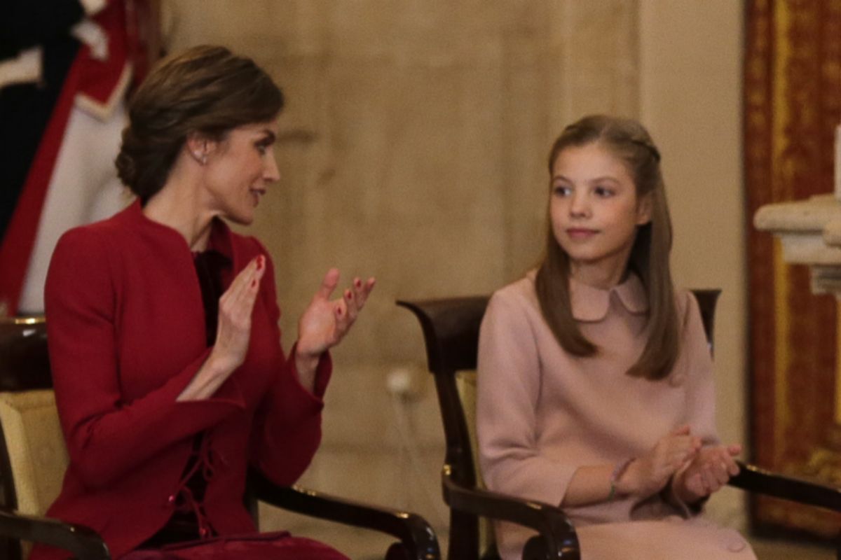 La Reina y la Infanta, el da de la entrega del Toisn de Oro a la Princesa Leonor, en enero de 2018.