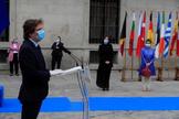 El alcalde de Madrid, Jos Luis Martnez-Almeida, durante el acto del Da de Europa