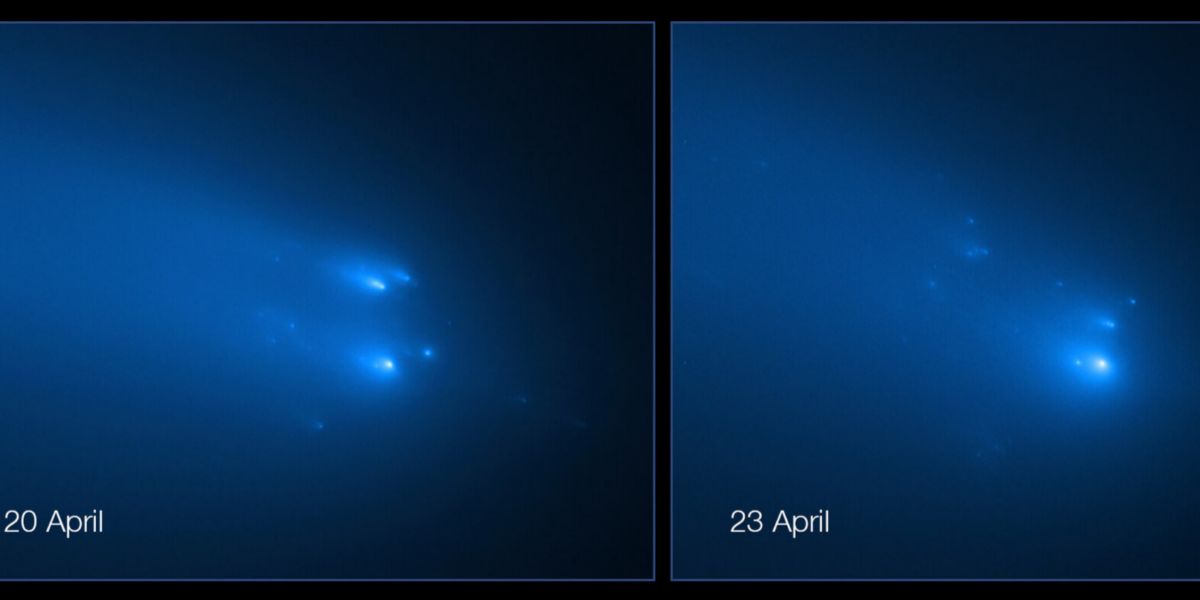 Fragmentacin del cometa ATLAS/Y4 observada por el Hubble.