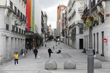 La calle Preciados de Madrid, durante el estado de alarma.