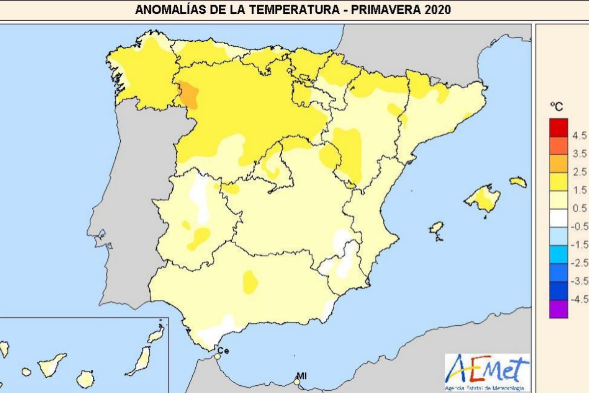 Mapa de temperaturas en Espaa.