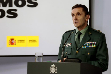 El general de la Guardia Civil Jos Manuel Santiago, durante una rueda de prensa del comit de seguimiento del coronavirus.