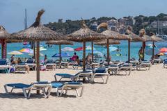 Aspecto que presentaba el pasado domingo la playa de Magaluf, en Mallorca.