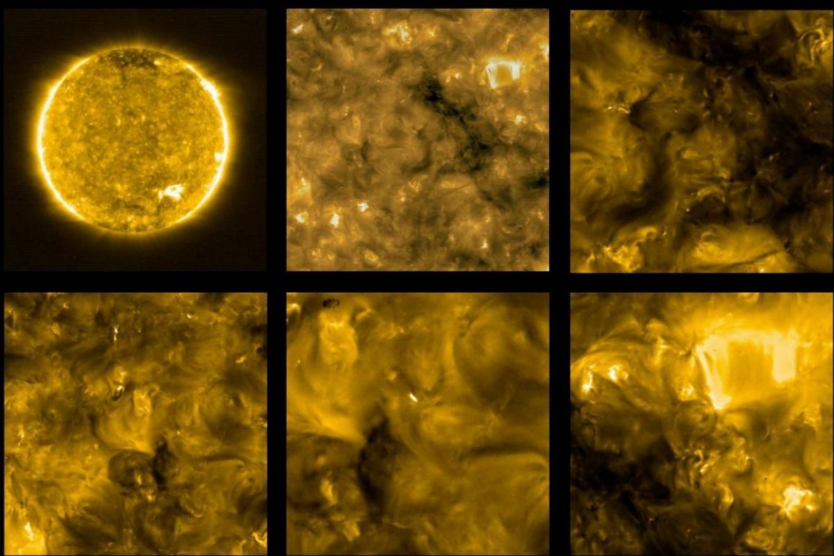 Mosaico con imágenes tomadas por la nave Solar Orbita a 77 millones de km. de distancia