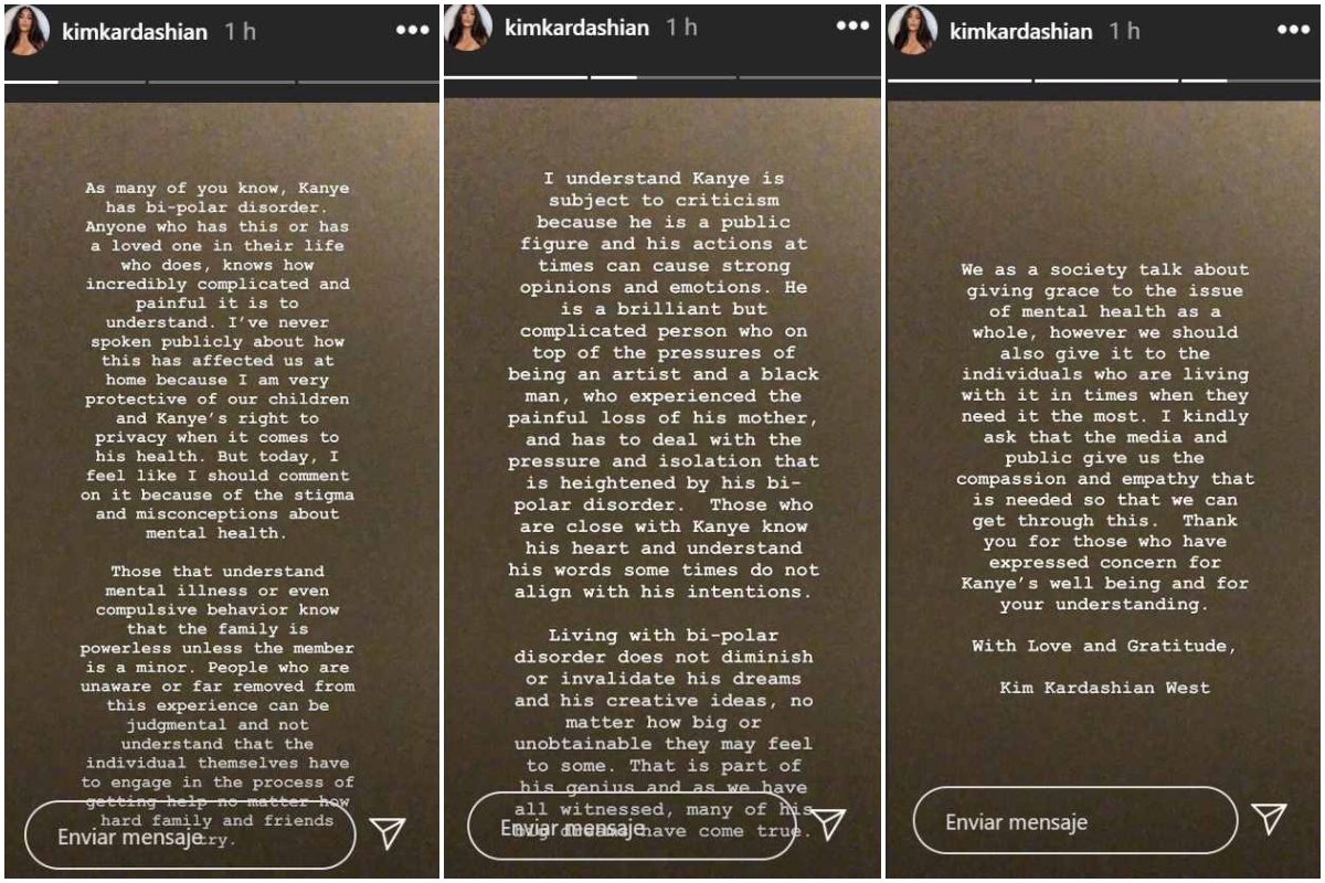 El texto publicado por Kim en su Instagram.