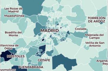 Estos son los barrios de Madrid en los que se registran ms  nuevos contagios de la Covid-19