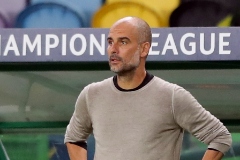 Lisbon (Portugal), 15/08/2020.- Headcoach Pep lt;HIT gt;Guardiola lt;/HIT gt; of Manchester City reacts during the UEFA Champions League quarter final match between Manchester City and Olympique Lyon in Lisbon, Portugal 15 August 2020. (Liga de Campeones, Lisboa) EFE/EPA/Miguel A. Lopes / POOL