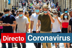 Turistas con mascarilla por el coronavirus en las calles de Burdeos.
