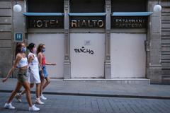 El Hotel Rialto de Barcelona, cerrado.