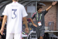 Nyon (Switzerland Schweiz Suisse).- Real Madrid's head coach lt;HIT gt;Raul lt;/HIT gt; Gonzalez Blanco, reacts during the UEFA Youth League final soccer match between SL Benfica from Portugal and Real Madrid CF from Spain at the Colovray Sports Centre stadium in Nyon, Switzerland, 25 August 2020. (Espaa, Suiza) EPA/