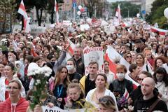 Manifestacin en el centro de Minsk,convocada por la oposicin.