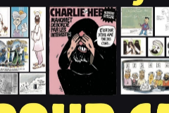 Detalle de las caricaturas en la portada de maana de 'Charlie Hebdo'.