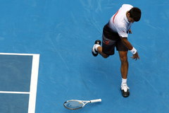 Melbourne (Australia), 21/01/2010.- (FILE) - Novak lt;HIT gt;Djokovic lt;/HIT gt; of Serbia smashes his racket to the ground as he is losing a point during his men's second round singles match against Marco Chiudinelli of Switzerland Russia at the Australian Open Tennis Tournament in Melbourne, Australia, 21 January 2010 (reissued 07 September 2020). lt;HIT gt;Djokovic lt;/HIT gt; was defaulted from the US Open tournament after he accidentally hit a linesperson in the throat with a ball during a match against Pablo Carreno Busta of Spain on 06 September 2020. (Tenis, Abierto, Rusia, Espaa, Suiza, Estados Unidos) EPA/ *** Local Caption *** 01997841