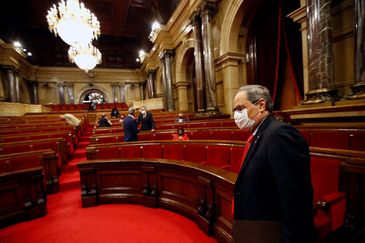 El presidente de la Generalitat, Quim Torra, a su llegada al Parlament