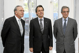De izquierda a derecha, Isidro Fain, Carles Puigdemont y Csar Alierta