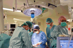 Varios cirujanos realizan una intervencin de corazn.