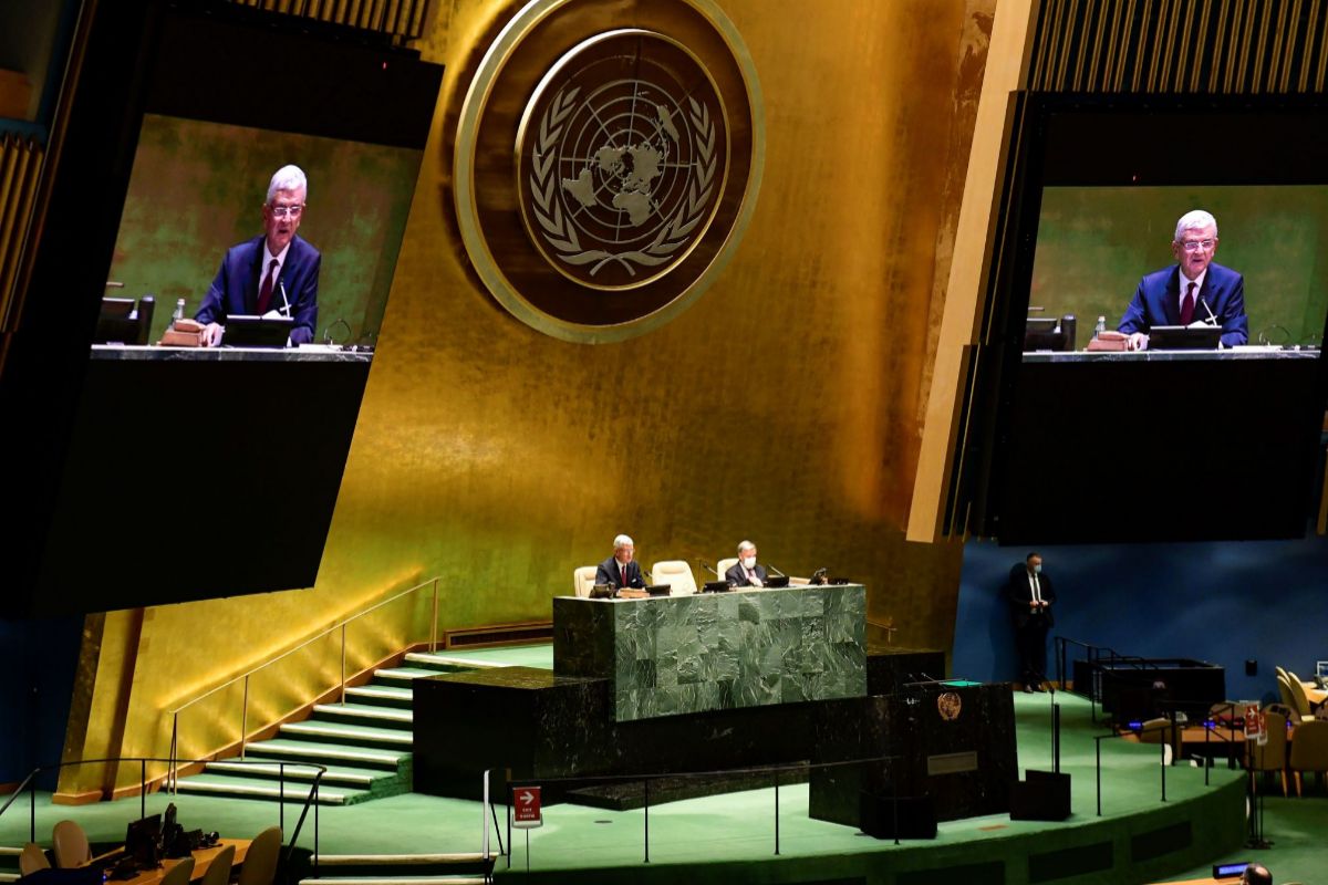Sesión inaugural de la 75 Asamblea General de la ONU, hoy, en Nueva York.