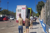 Unidad mvil de pruebas de Covid en la ciudad de Ibiza.