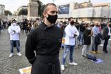 Manifestacin de hosteleros en el centro de Roma.