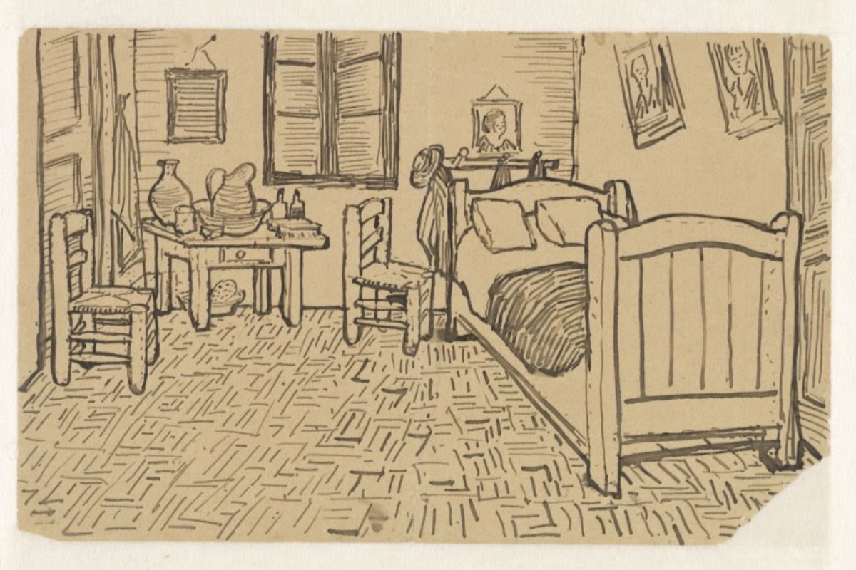 Boceto de 'La habitacin', en las cartas de Van Gogh.