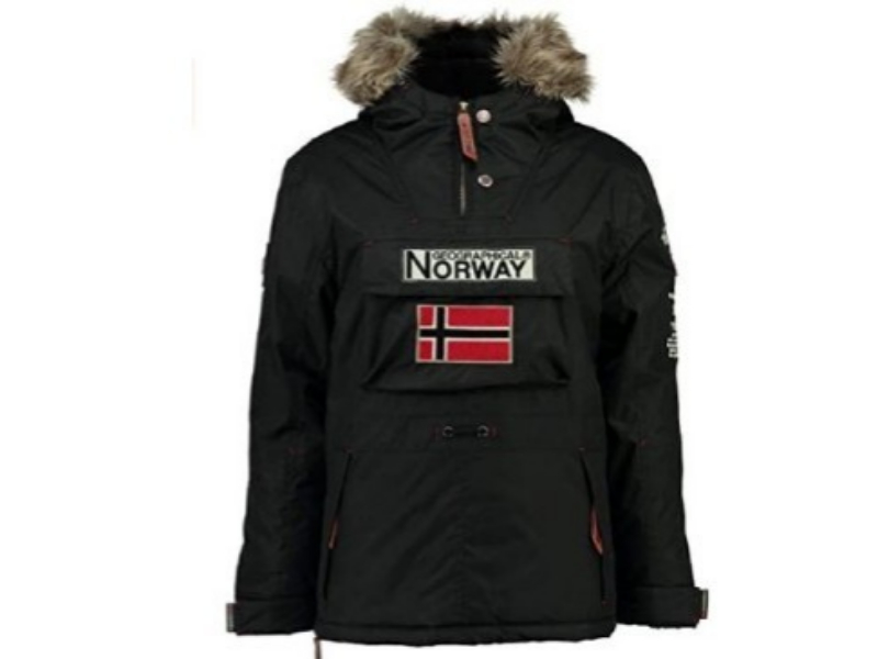 Geographical Norway Hombre chaqueta con capucha desmontable y detalles de  cordon negro
