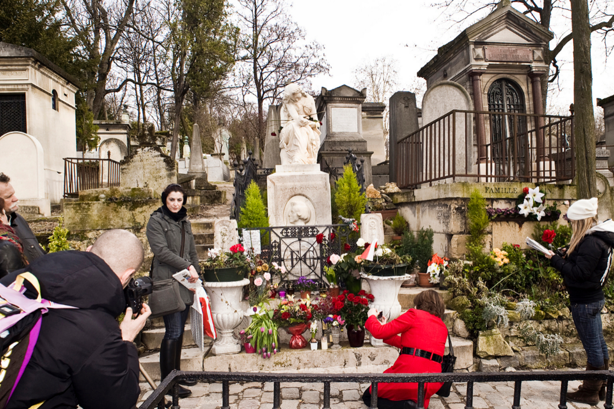 La tumba de Chopin, en el cementerio parisino de Pre-Lachaise.