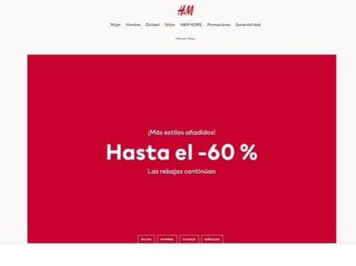 La tienda onlien de H&M España anuncia descuentos de hasta el 60%.