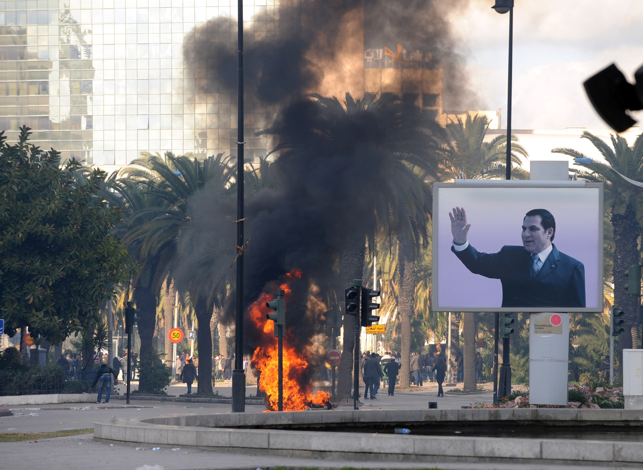 Protestas contra Ben Ali, el 14 de enero de 2011.