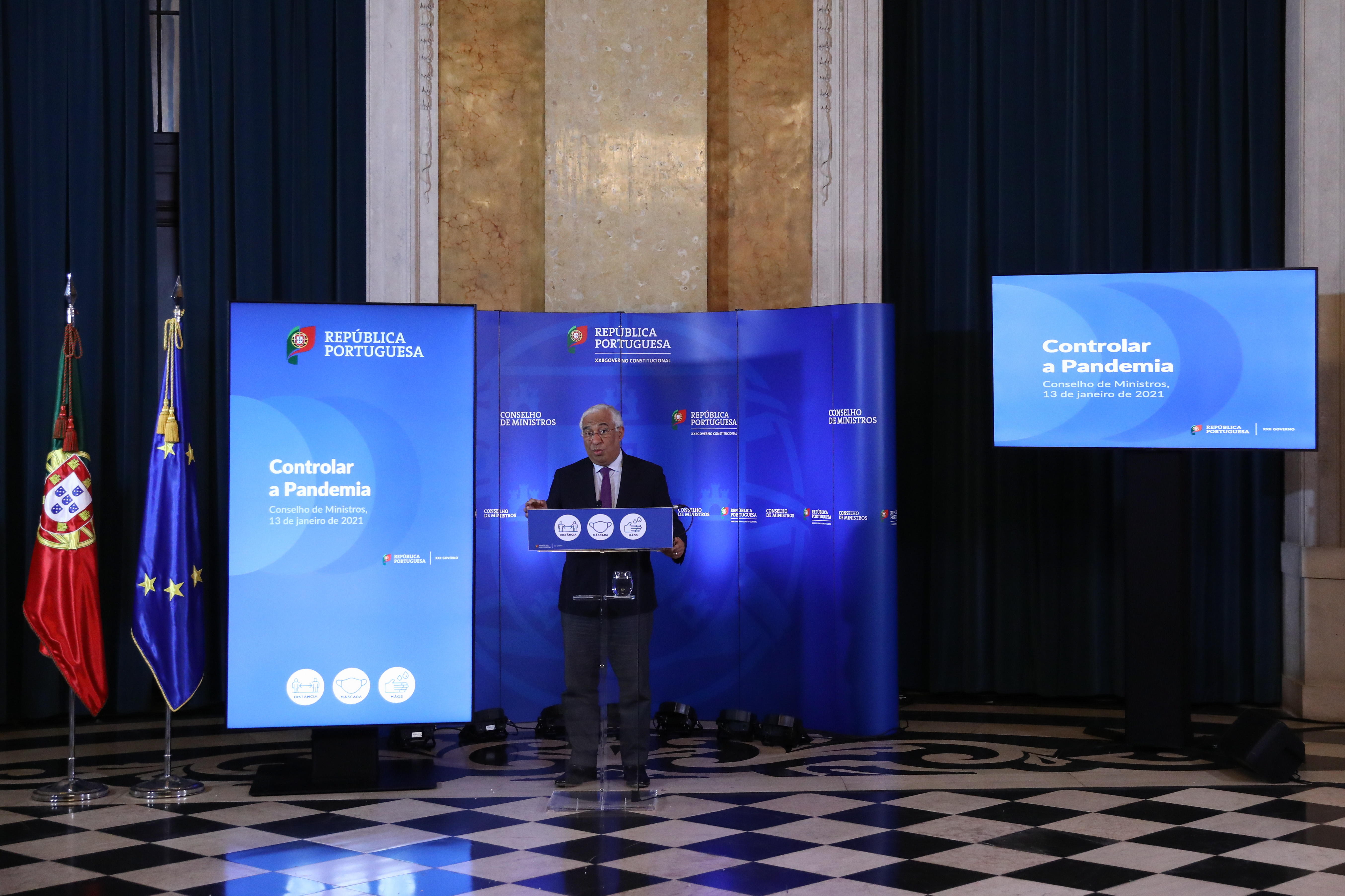El 'premier' António Costa ayer en rueda de prensa en Lisboa.