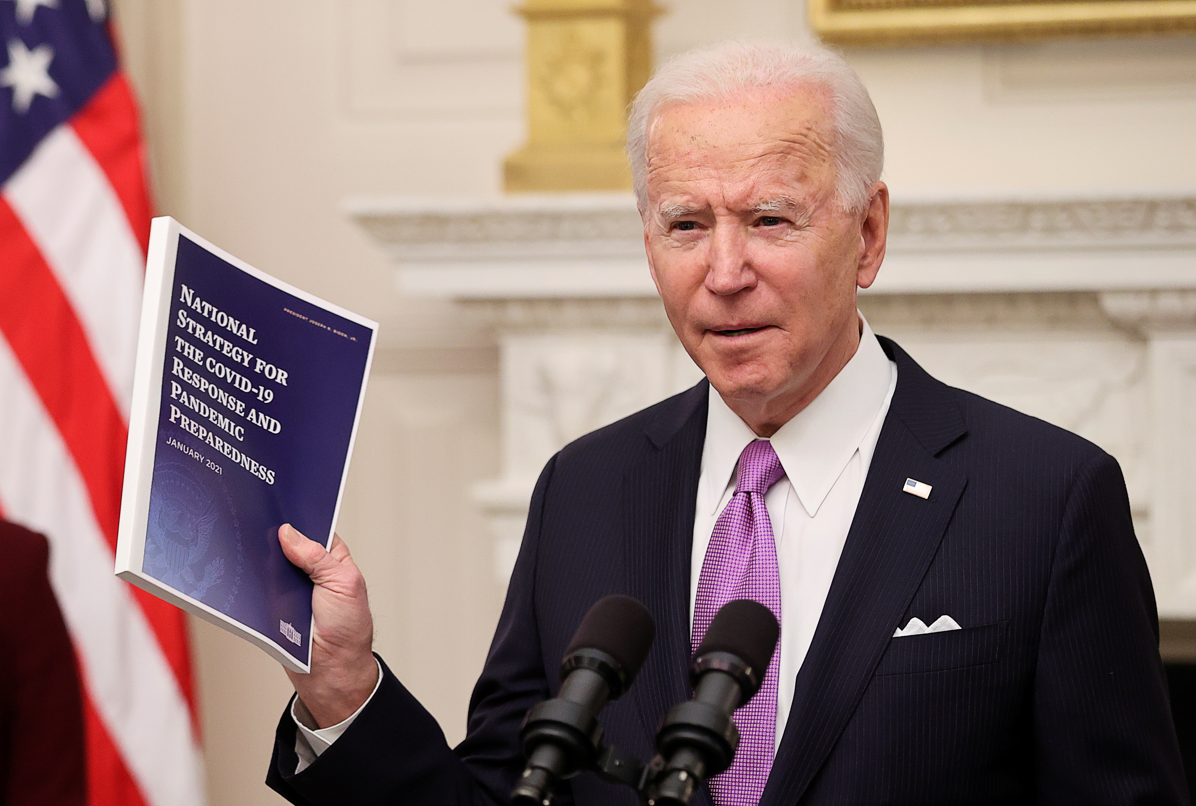 Joe Biden presenta su plan contra el Covid-19, este jueves.