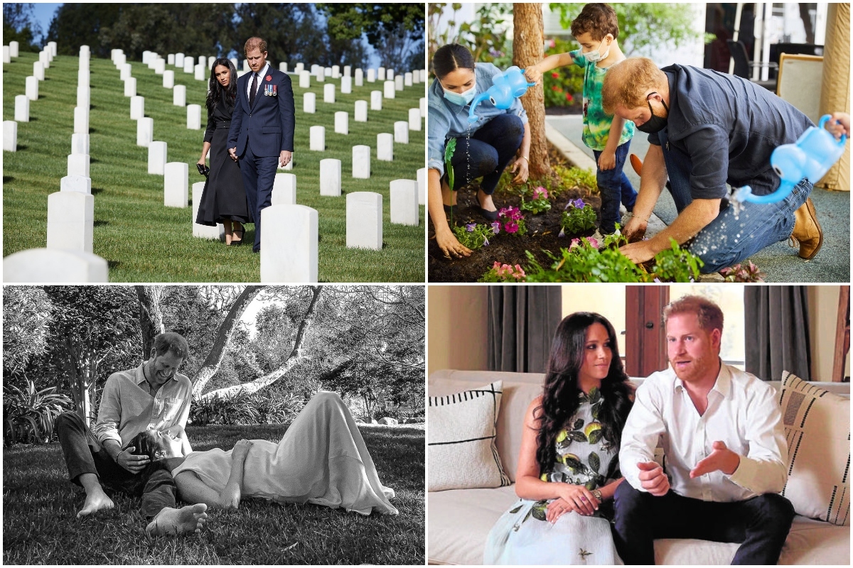Los Sussex, en el cementerio de Arlington; en una guardera; en el anuncio de su embarazo y en un vdeo para promocionar su podcast de Spotify.