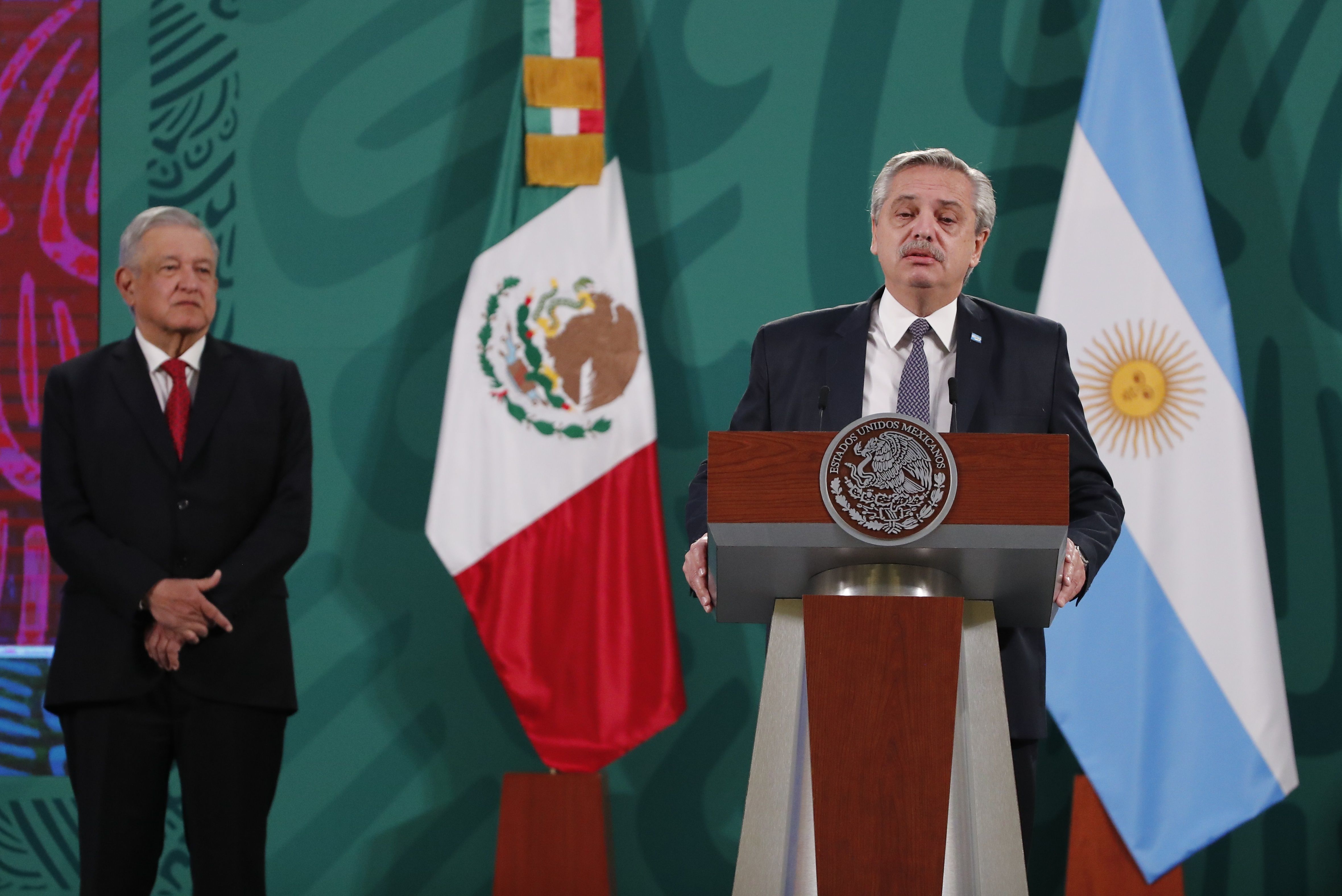 El presidente de Argentina, Alberto Fernández, en una rueda de prensa este martes.