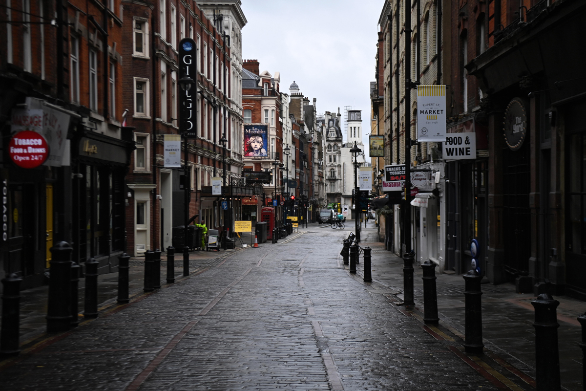 Calles desiertas durante el confinamiento en Londres.