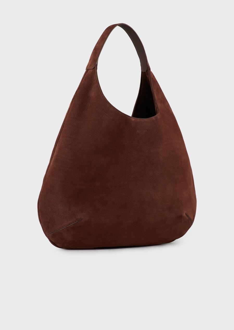 Bolso Hobo De Ante Con Flecos Para Mujer - Forma De Media Luna, Bandolera Casual