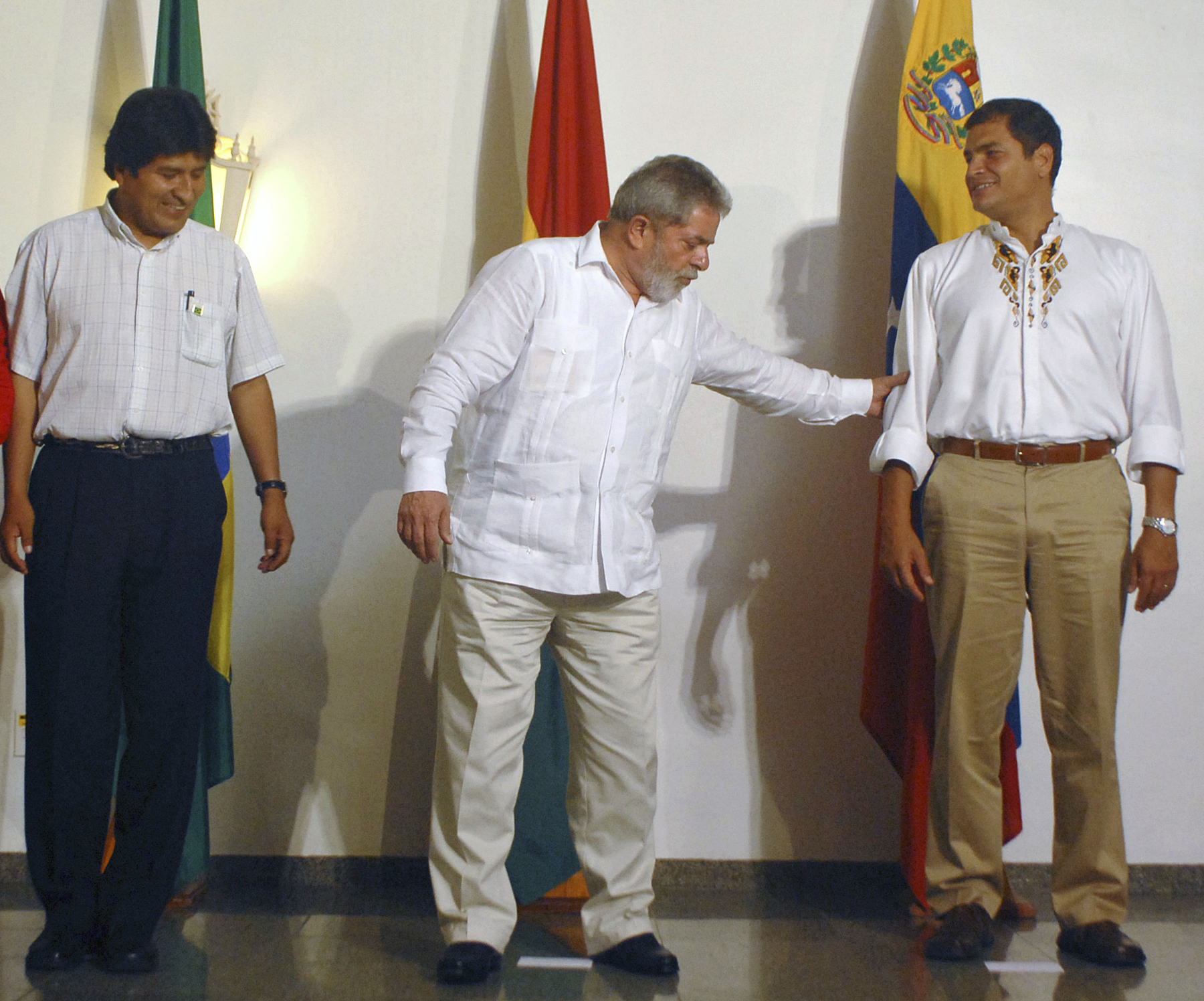 Evo Morales, Luis Inacio Lula da Silva Y Rafael Correa, en 2008.