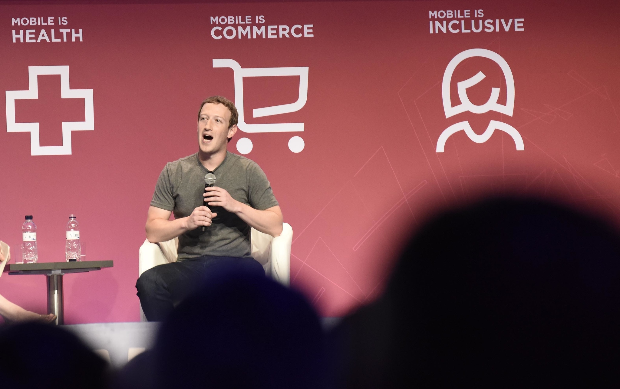 El creador de Facebook, Marck Zuckerberg, durante el MWC.